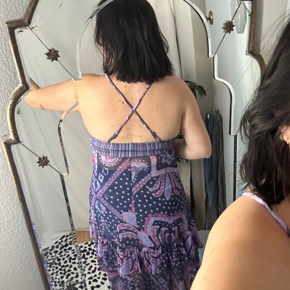 Free People Swept Away V-Neck Printed Maxi Top Purple Size Small - Picture 5 of 5